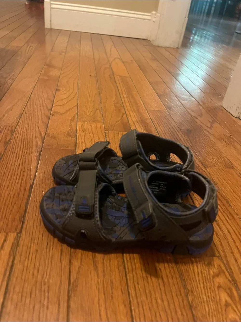 Kids Blue and Black Adjustable Strap Sandals